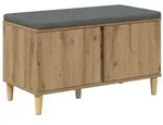 vidaXL Flurbank mit Kissen mit Speicher Artisan-Eiche 80 x 38 x 46 cm