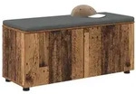 vidaXL Flurbank mit Kissen mit Regal mit T&uuml;r Altholz 100 x 38 x 46 cm