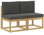vidaXL 2 St&uuml;ck Outdoor Mittelsofa Massivholz Akazie Wei&szlig;