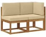 vidaXL Outdoor Mittel- und Ecksofa mit Kissen 2 St&uuml;ck Natur und Beige