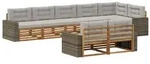 vidaXL Outdoor-Sofagarnitur mit Kissen 8 pcs Nat&uuml;rlich und Hellgrau