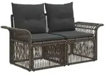 vidaXL Garten-Sofa 2-Sitzanzahl Grau Poly-Rattan