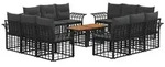 vidaXL Gartensofa-set 13 stk. Schwarz und Dunkelgrau Poly-Rattan