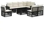 vidaXL Gartensofa-set 9 stk. Schwarz und Cremewei&szlig; Poly-Rattan