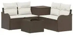 vidaXL Sofa Set 6 stk. Braun und Creme Wei&szlig; Polyrattan und Stahl
