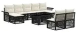 vidaXL Gartensofa-set 10 stk. Schwarz und Cremewei&szlig; Poly-Rattan