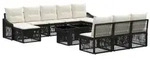 vidaXL Gartensofa-set 11 stk. Schwarz und Cremewei&szlig; Poly-Rattan