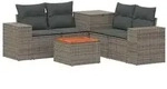 vidaXL Sofa Set 6 stk. Grau und Dunkelgrau Polyrattan und Stahl