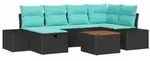 vidaXL Gartensofa-set 7 stk. Schwarz Poly Rattan