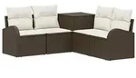 vidaXL Sofa Set 5 stk. Braun und Creme Wei&szlig; Polyrattan und Stahl