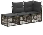 vidaXL Gartensofa-set 3 stk. 3-Sitzanzahl Grau Poly-Rattan