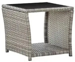 vidaXL Couchtisch Grau 45x45x40 cm Poly Rattan und Glas
