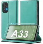 Handyh&uuml;lle Klapph&uuml;lle Wallet Leder Sto&szlig;fest A33 5G green