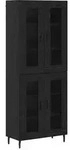 vidaXL Highboard 2 pcs Schwarz Eichen-Optik Engineered Wood und Glas