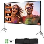 VEVOR Projektion Beamer Leinwand mit St&auml;nder 381 cm HD 4K Outdoor Indoor...