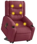 vidaXL Elektrischer Massagesessel mit Aufstehhilfe Weinrot Stoff