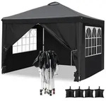 COBIZI Pavillon 3x3 3X3m Schwarz mit 4 Seitenteilen