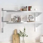 vidaXL Wandregal mit 2 B&ouml;den 100x30x60 cm Silbern Edelstahl
