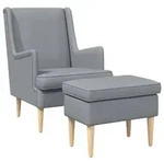 vidaXL Sessel mit Fu&szlig;hocker 2 stk. Hellgrau Stoff