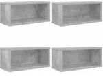 vidaXL CD Aufbewahrungsregal 4 Stk. Betongrau 40 x 17 x 17 cm