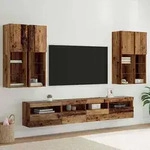 vidaXL TV-Wandschrank-Set mit LED-Lichtern Wandmontiert 7 pcs Altholz