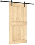 vidaXL Schiebet&uuml;r Nat&uuml;rlich und Schwarz 100 x 210 cm Massivkiefer