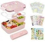 Brotdose Kinder 1300ml Auslaufsicher Bento Besteckset 6 F&auml;chern rosa