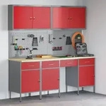 vidaXL 10-tlg. Werkbank-Set Rot Stahl