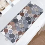 Duschmatte rutschfest PVC 40x100cm mit Ablaufl&ouml;chern Sechseck-Fliesenoptik