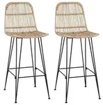 vidaXL Barhocker 2 pcs Natur 44 x 55 x 109 cm Rattan und Stahl