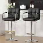 Barhocker 2er Set h&ouml;henverstellbar 360&deg; drehbar mit Armlehnen R&uuml;ckenlehne