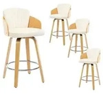 Barhocker 4er Set, Barst&uuml;hle mit Holzbeinen Gepolsterte K&uuml;chenhocker mit