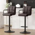 Barhocker 2er Set h&ouml;henverstellbar 360&deg; drehbar Schwarzbraun in Lederoptik