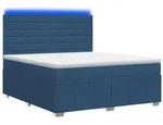 vidaXL LED Boxspringbett mit Matratze Blau 160 x 200 cm Stoff