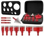 Fliesenbohrer Diamant Set 11 St&uuml;ck Keramik Marmor Granit KIT3(Dreieck)