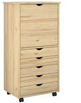 vidaXL Rollschrank Mit Rad Braun 53 x 39 x 103 cm Massivholz Kiefer