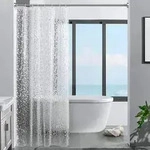 Duschvorhang 3D Steinmuster transparent 100% Eva wasserdicht 120x200cm