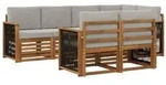 vidaXL Ecksofa Set mit Kissen 6 pcs Nat&uuml;rlich und Hellgrau