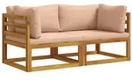 vidaXL 2 stk. Ecksofa mit Kissen 100 % Polyester Solid-Acacia Natur