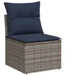 vidaXL Garten-Sofa mit Kissen Grau 55 x 62 x 69 cm Poly-Rattan