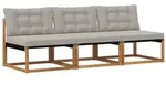 vidaXL 3 St&uuml;ck Outdoor Mittelsofa Massivholz Akazie Natur