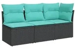 vidaXL Garten-Sofa mit Kissen Schwarz 172 x 62 x 69 cm Poly Rattan