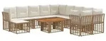 vidaXL Gartensofa-set 12 stk. Nat&uuml;rlich und Cremwei&szlig; Poly-Rattan