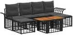 vidaXL Gartensofa-set 7 stk. Schwarz und Dunkelgrau Poly-Rattan