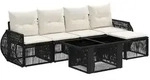 vidaXL Gartensofa-set 6 stk. Schwarz und Cremewei&szlig; Poly-Rattan