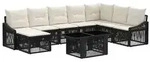 vidaXL Gartensofa-set 9 stk. Schwarz und Cremewei&szlig; Poly-Rattan