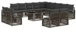 vidaXL Gartensofa-set 14 stk. Grau und Dunkelgrau Poly-Rattan