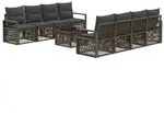 vidaXL Gartensofa-set 9 stk. Grau Poly-Rattan