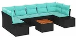 vidaXL Gartensofa-set 8 stk. Schwarz Poly-Rattan
