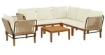 vidaXL 7 pcs Massives Akazienholz & Seil Natur